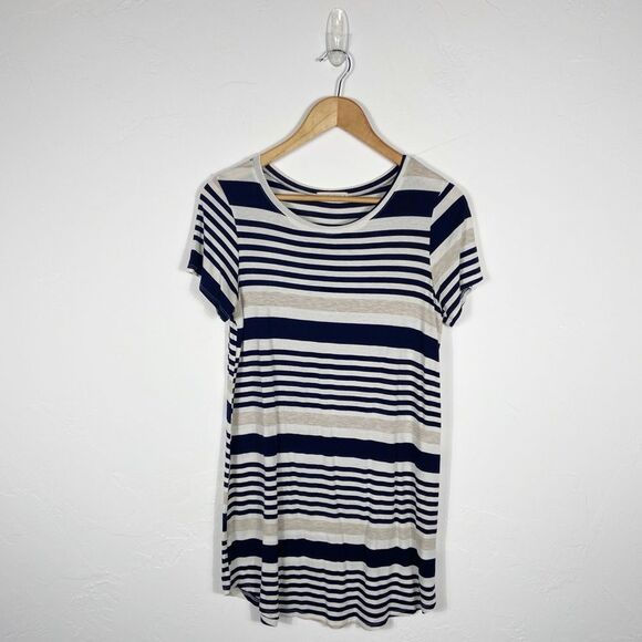 wasabi+mint Dresses & Skirts - Wasabi+Mint Striped Navy/Tan/White Dress